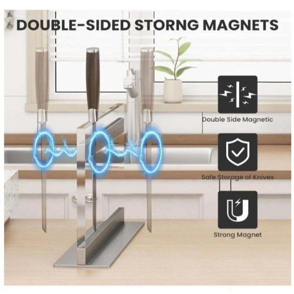 THMINS Acrylic Magnetic Knife Block Double Sided Clear Kitchen Knife 16 X 10 NIB